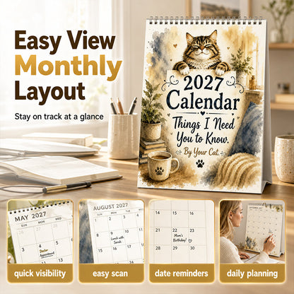 🐱🔥 50 % RABATT! 2027 A Cats Life Wandkalender – Monatliche niedliche Katzenfotos, großes Datumsraster, Feiertagsmarkierungen, dickes Papier, überall hängbare Wohn- und Bürodekoration ✨