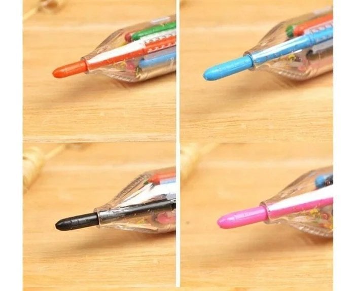 🌈🎨8-farbige Druckknopf-Buntstifte, frei von jeglichen chemischen Inhaltsstoffen, geeignet für Kinder zum Malen und Schreiben