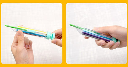 🌈🎨8-farbige Druckknopf-Buntstifte, frei von jeglichen chemischen Inhaltsstoffen, geeignet für Kinder zum Malen und Schreiben