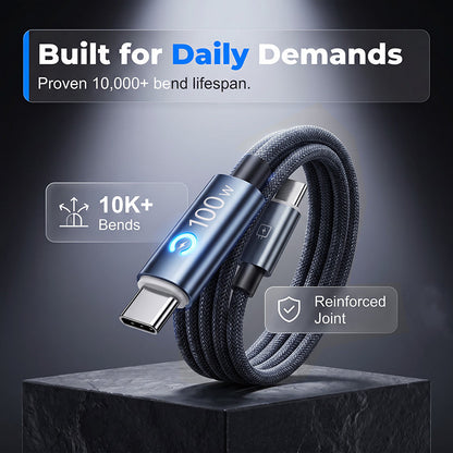 Laden Sie jedes Gerät im Handumdrehen auf! 100-W-Kabel mit Textilummantelung und Überladeschutz