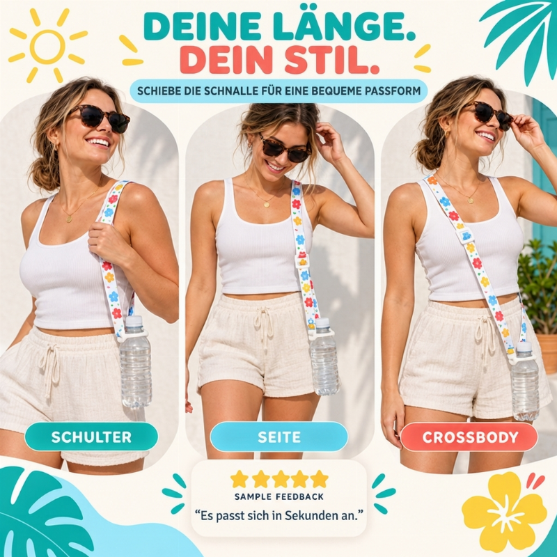 Verstellbares Wasserflaschen-Lanyard mit flexiblem Silikonring