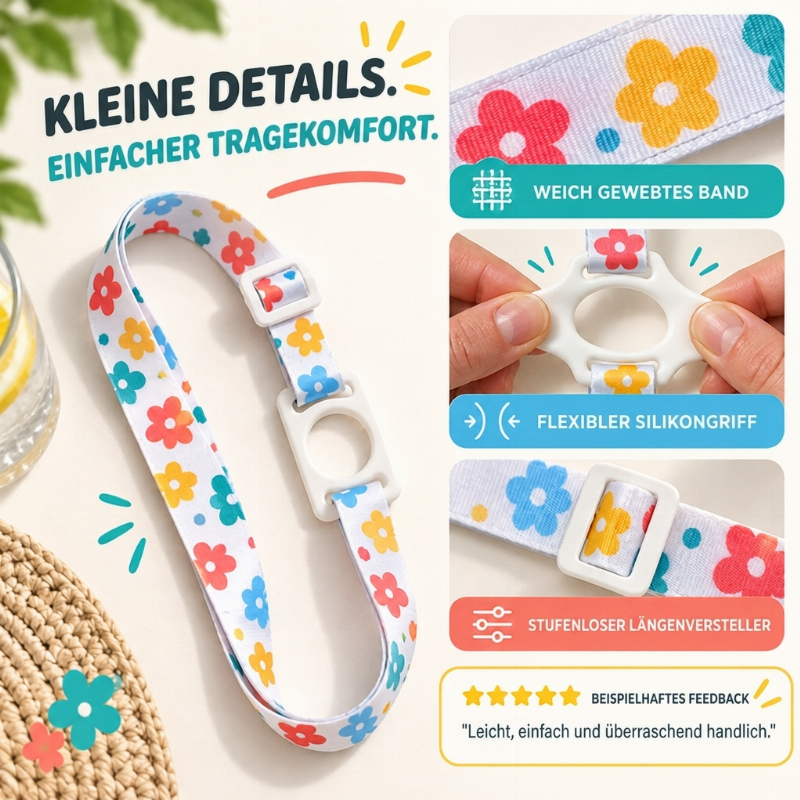 Verstellbares Wasserflaschen-Lanyard mit flexiblem Silikonring
