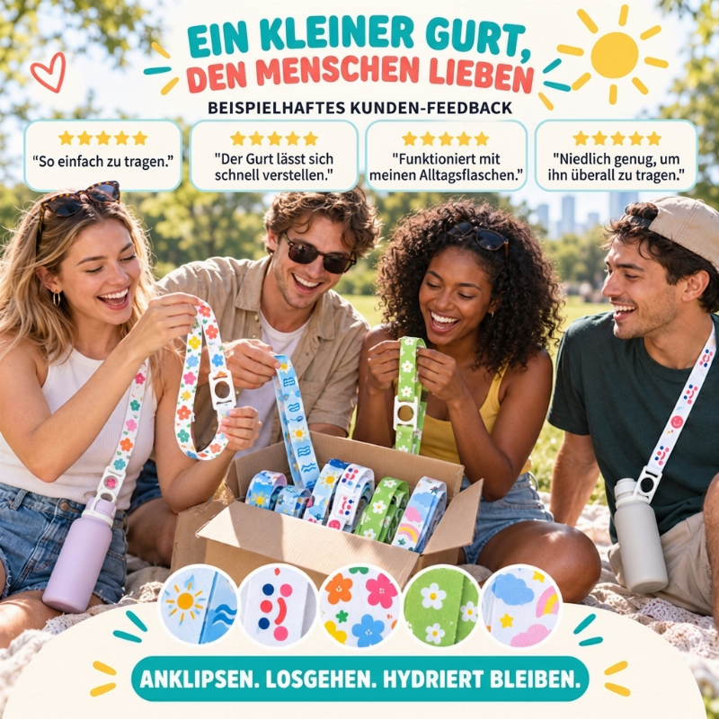 Verstellbares Wasserflaschen-Lanyard mit flexiblem Silikonring