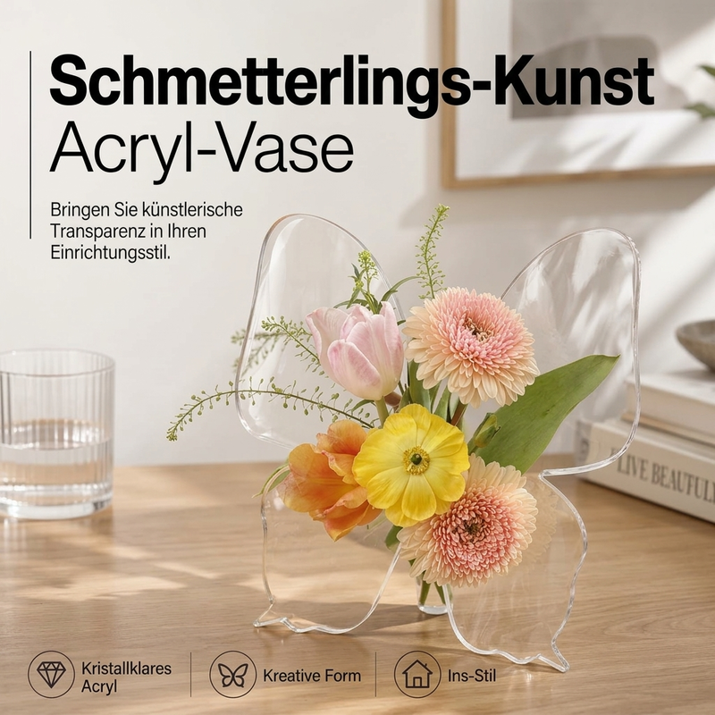 🦋 50% RABATT! 💐 Schmetterlingsvase – Transparent & dekorativ ✨
