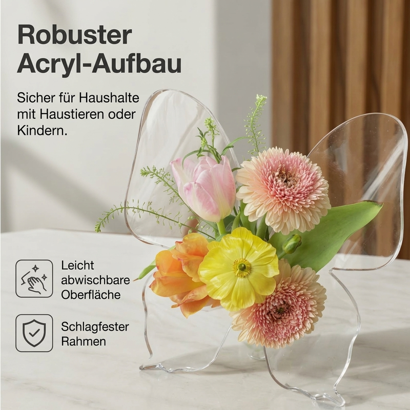 🦋 50% RABATT! 💐 Schmetterlingsvase – Transparent & dekorativ ✨