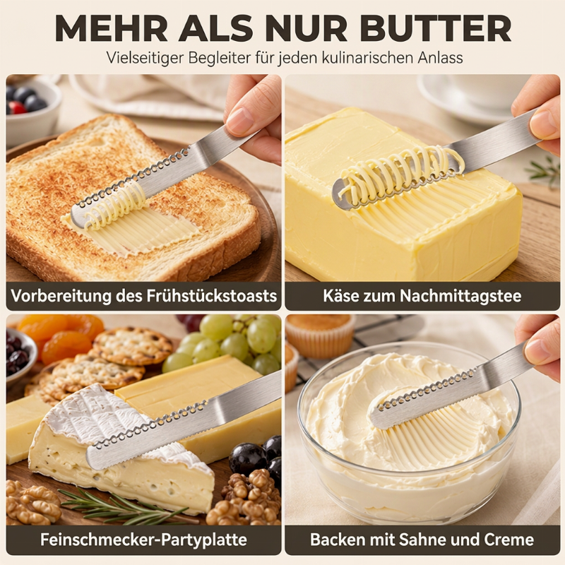 Professionelles 3-in-1 Buttermesser und Streichmesser aus 304 Edelstahl