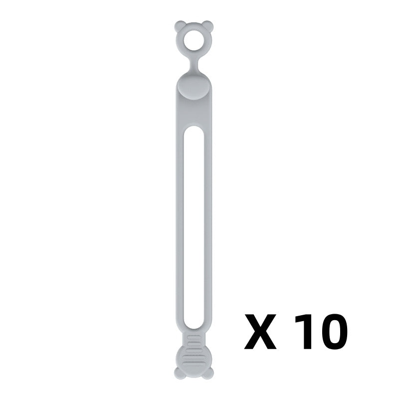 10-teiliges multifunktionales Silikon-Kabelbinder-Set