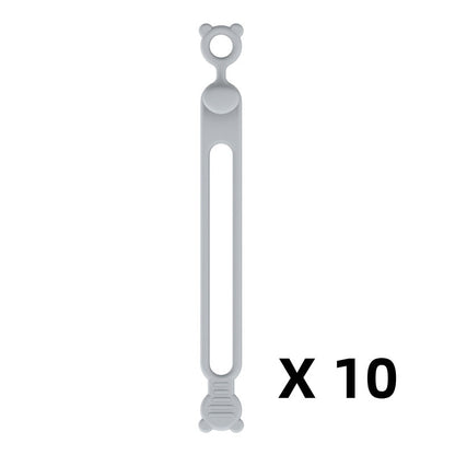 10-teiliges multifunktionales Silikon-Kabelbinder-Set