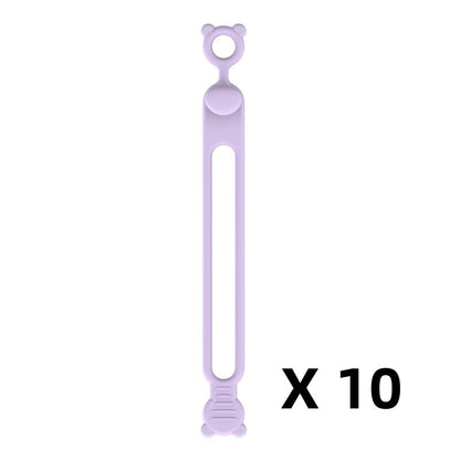 10-teiliges multifunktionales Silikon-Kabelbinder-Set