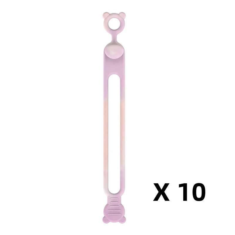 10-teiliges multifunktionales Silikon-Kabelbinder-Set