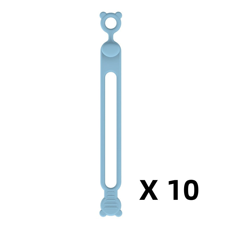 10-teiliges multifunktionales Silikon-Kabelbinder-Set