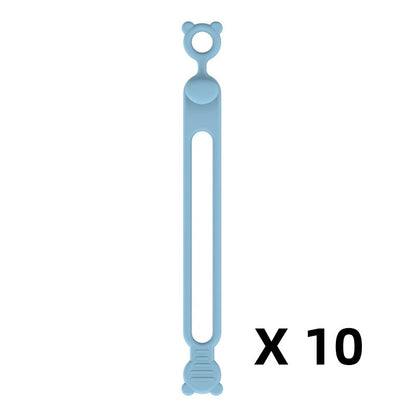 10-teiliges multifunktionales Silikon-Kabelbinder-Set