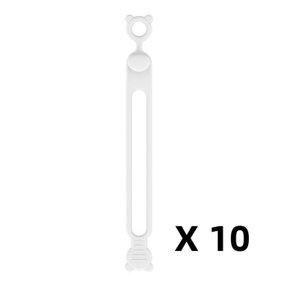 10-teiliges multifunktionales Silikon-Kabelbinder-Set