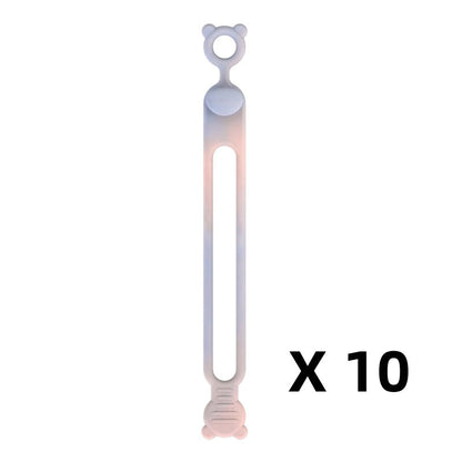 10-teiliges multifunktionales Silikon-Kabelbinder-Set