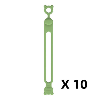 10-teiliges multifunktionales Silikon-Kabelbinder-Set
