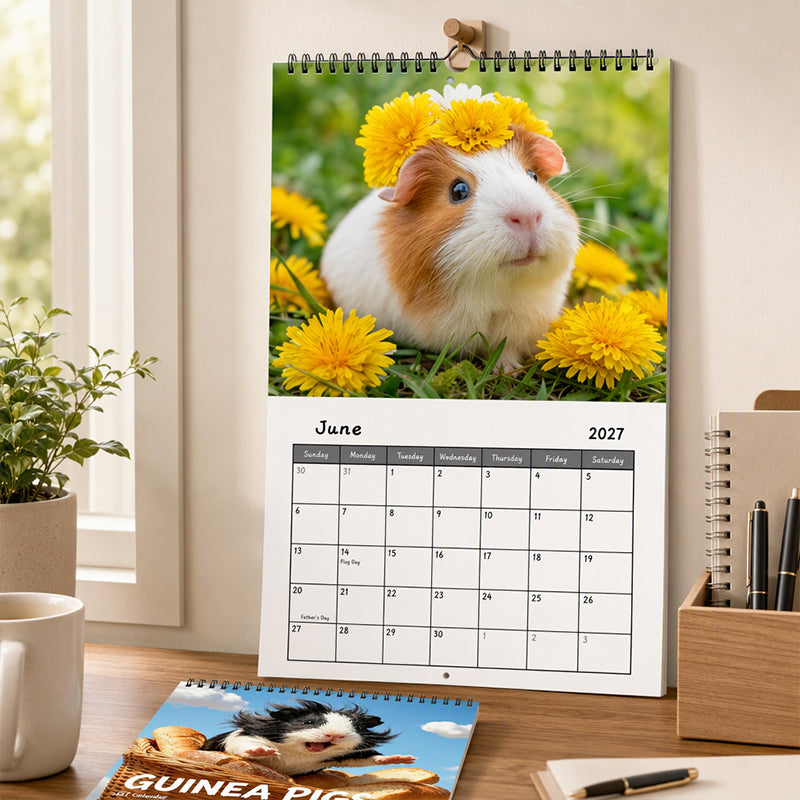 🗓️🔥2027 Lustiger, niedlicher Meerschweinchen-Wandkalender