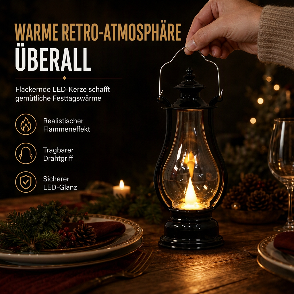 Vintage-LED-Kerzenöl-Laterne, dekorative Hängelampe