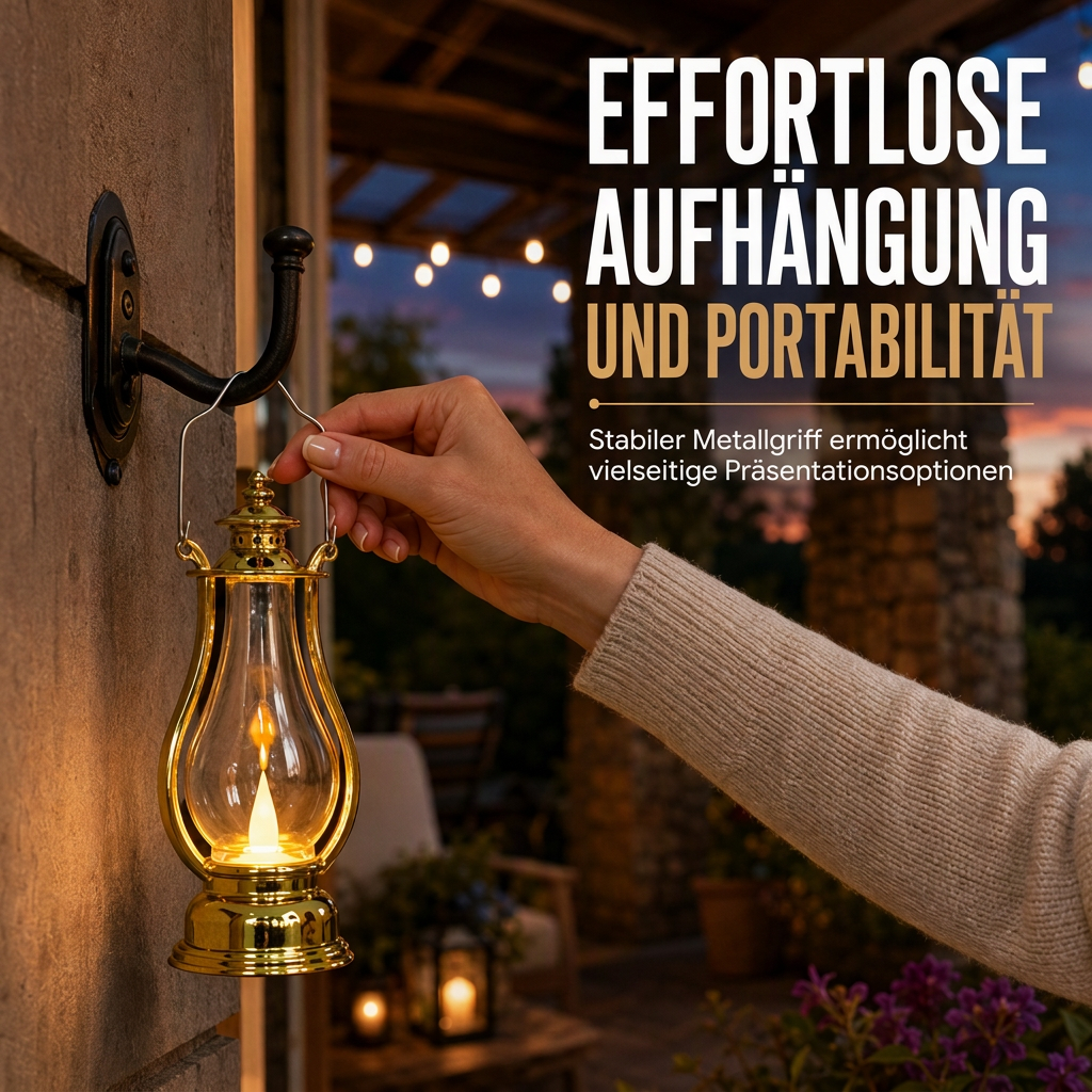 Vintage-LED-Kerzenöl-Laterne, dekorative Hängelampe