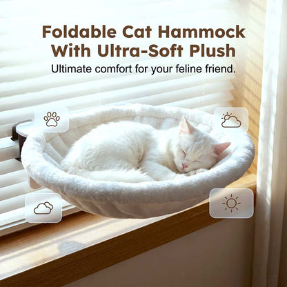 🐱✨ Kabelloser faltbarer Katzenfensterplatz – Wolkenweich, Waschbar, Winterwarm! ❄️💤