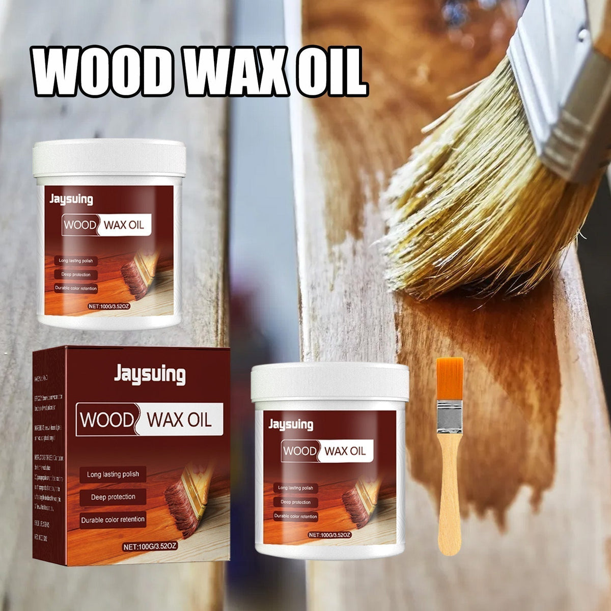 ⏳Zeitlich begrenztes Angebot⏳ Scomeri Holzpflege mit Öl und Wachs, 100 g – inklusive Pinsel