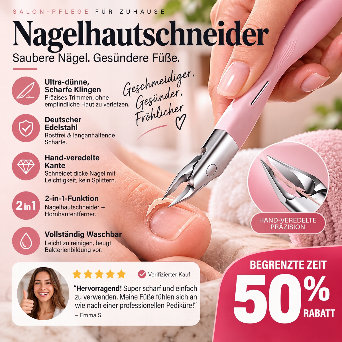 💅✨ JETZT: 50 % RABATT FÜR BEGRENZTE ZEIT – Extrem scharfe Nagelzange aus deutschem Stahl – Für eingewachsene Nägel – Doppel Funktion – Rostfrei – Waschbar – Professionelle Pediküre zu Hause 🦶🛡️