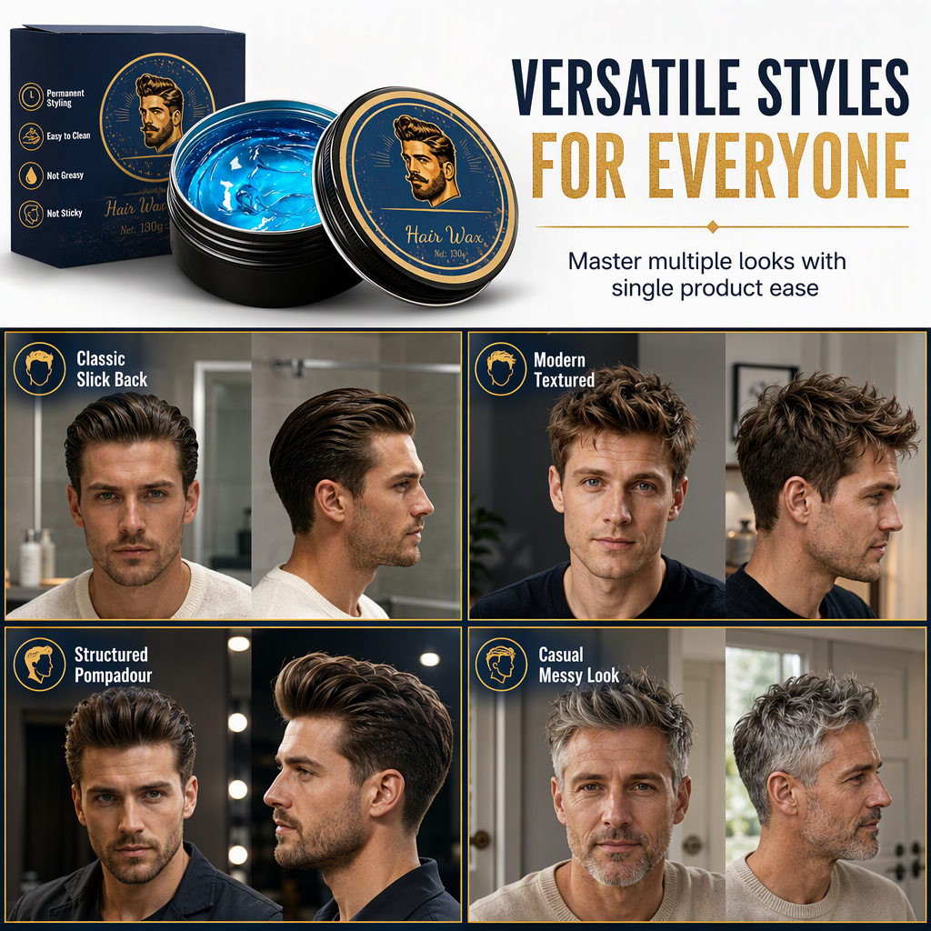 Herren-Haarwachs-Pomade mit Köln-Duft, 130 g, mattes Finish, starker Halt, voluminisierendes Haarstyling-Wachs, wasserlösliche, langanhaltende Haarpaste