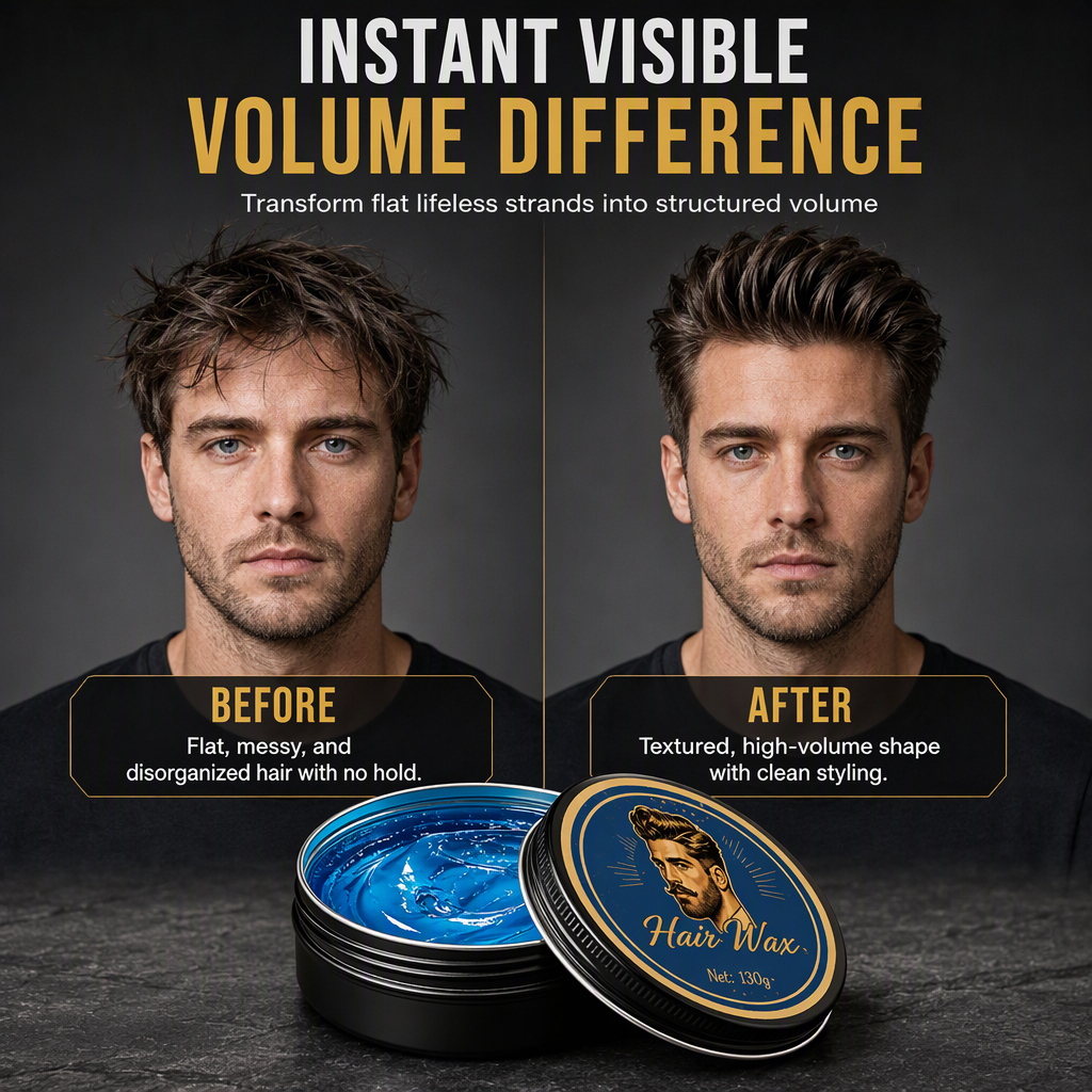 Herren-Haarwachs-Pomade mit Köln-Duft, 130 g, mattes Finish, starker Halt, voluminisierendes Haarstyling-Wachs, wasserlösliche, langanhaltende Haarpaste