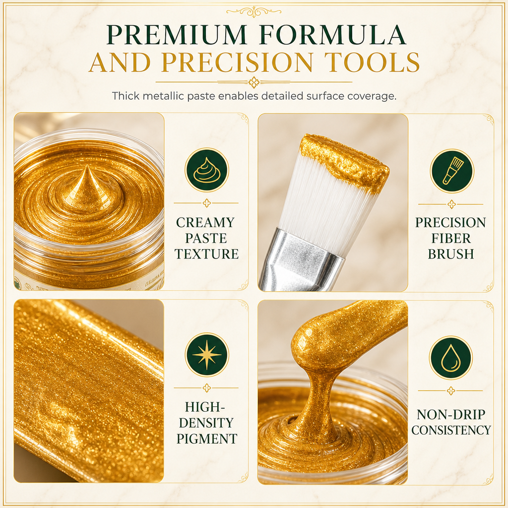 💥 50% sparen! Kratzer & mattes Gold? – Gold-Metallic-Reparaturpaste mit Pinsel – einfach auftragen, auffrischen & wie neu aussehen lassen – ohne Profi-Werkzeug ✨🖌️