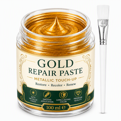 💥 50% sparen! Kratzer & mattes Gold? – Gold-Metallic-Reparaturpaste mit Pinsel – einfach auftragen, auffrischen & wie neu aussehen lassen – ohne Profi-Werkzeug ✨🖌️