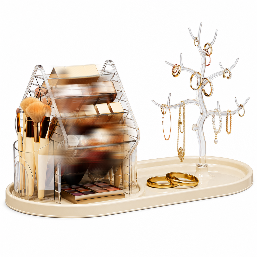 💄 50% RABATT! 🔄 Transparenter Make-up-Organizer – Drehbar & platzsparend ✨