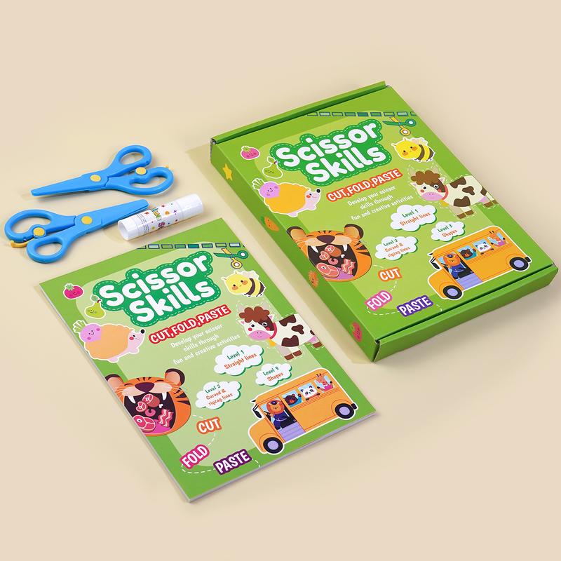 Set mit Beschäftigungsbüchern für Kinder zum Üben des Schneidens
