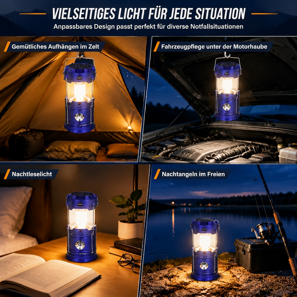 📢📢50% RABATT !!⏰Tragbare solarbetriebene LED-Campinglampe für den Außenbereich und Notfälle