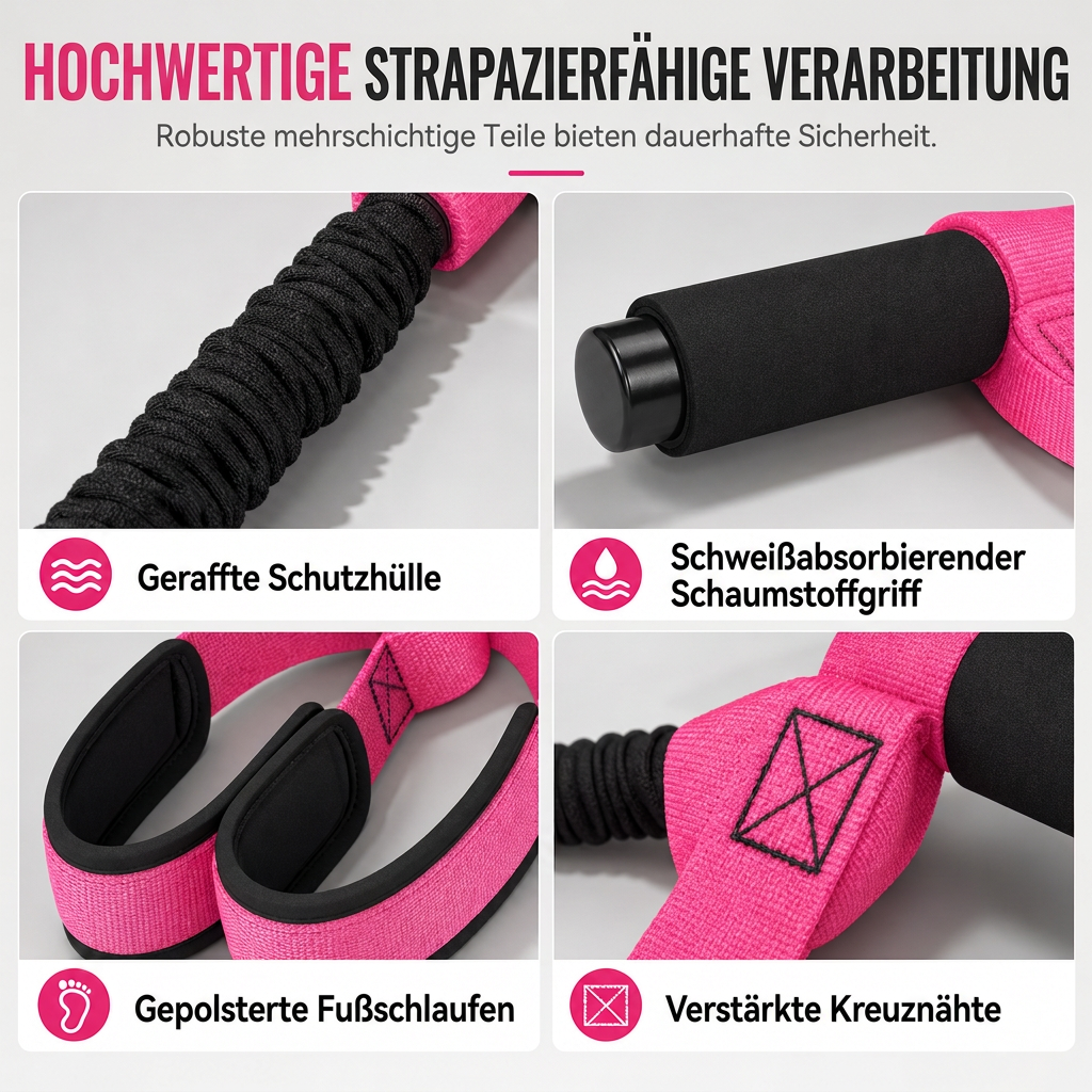 50% RABATT! 🏋️ Pedal-Widerstandsband 55 lbs – elastisches Zugseil für Bauch, Beine & Po, ideal für Zuhause