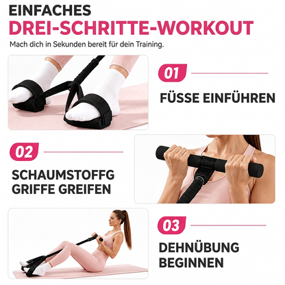 50% RABATT! 🏋️ Pedal-Widerstandsband 55 lbs – elastisches Zugseil für Bauch, Beine & Po, ideal für Zuhause