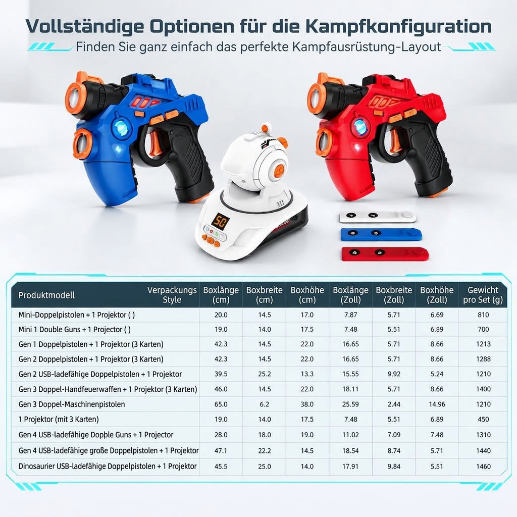 ⏳Zeitlich begrenztes Angebot⏳ ❄️🎄 Für ein magisches Weihnachtsfest ✨🎁Infrarot-Laserpistolen-Spielzeugset für Kinder – 2 Mini-Pistolen und 1 Projektor mit Ton- und Lichteffekten