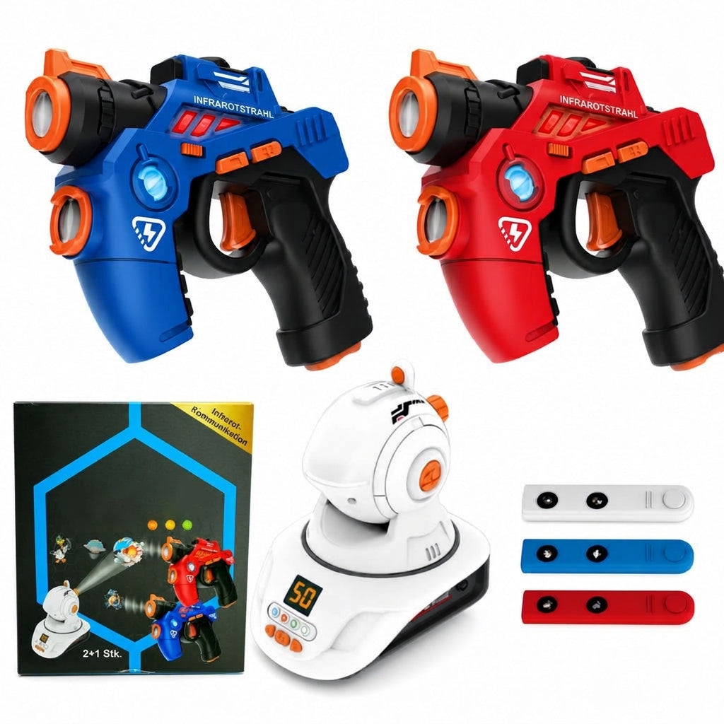 ⏳Zeitlich begrenztes Angebot⏳ ❄️🎄 Für ein magisches Weihnachtsfest ✨🎁Infrarot-Laserpistolen-Spielzeugset für Kinder – 2 Mini-Pistolen und 1 Projektor mit Ton- und Lichteffekten