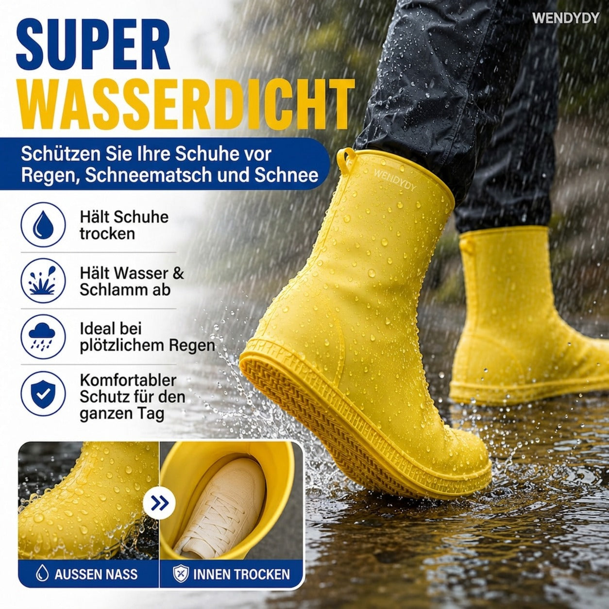 Dicke, abriebfeste, wasserdichte Überschuhe