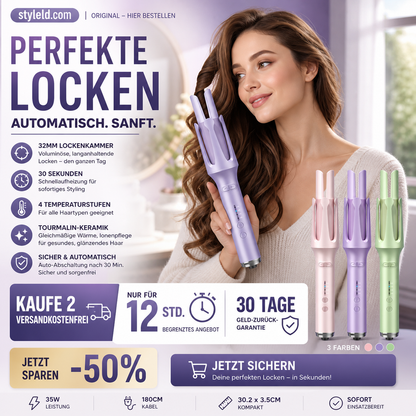 ✨Mach es jedem leicht, traumhaft schöne Locken zu zaubern 😍Vollautomatischer Lockenstab – das perfekte Styling-Tool für deine Haare.
