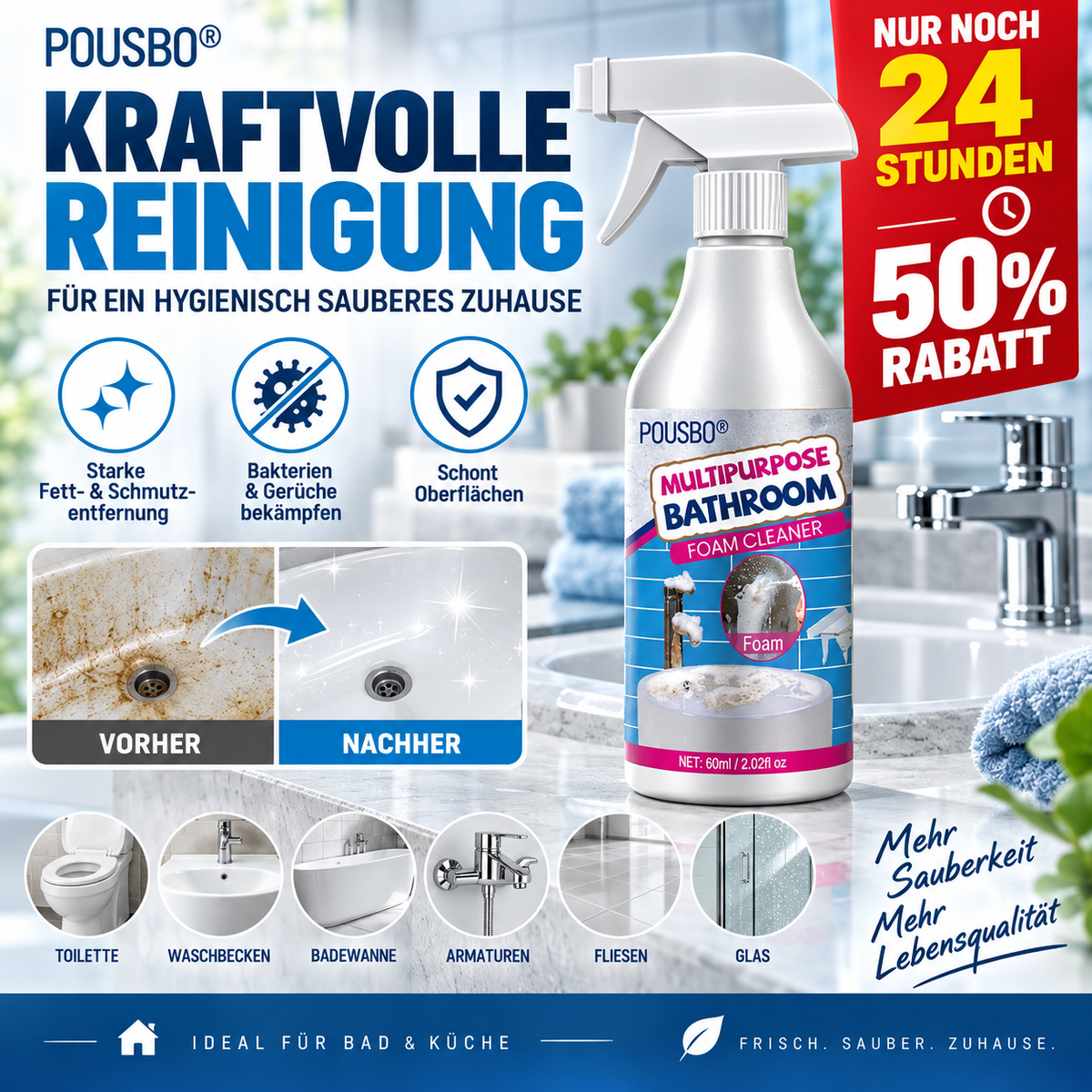 Mehrzweck-Schaumreiniger für das Badezimmer