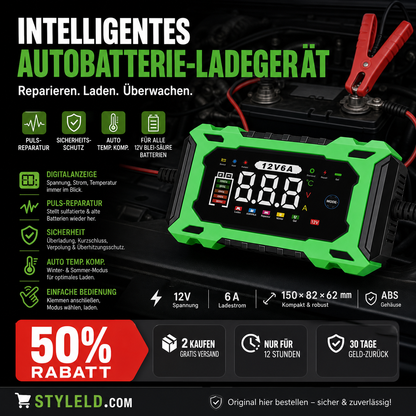 🔥Zeitlich begrenztes Angebot-Intelligentes 12-V-Autoladegerät mit 6 A und Impulsreparaturfunktion