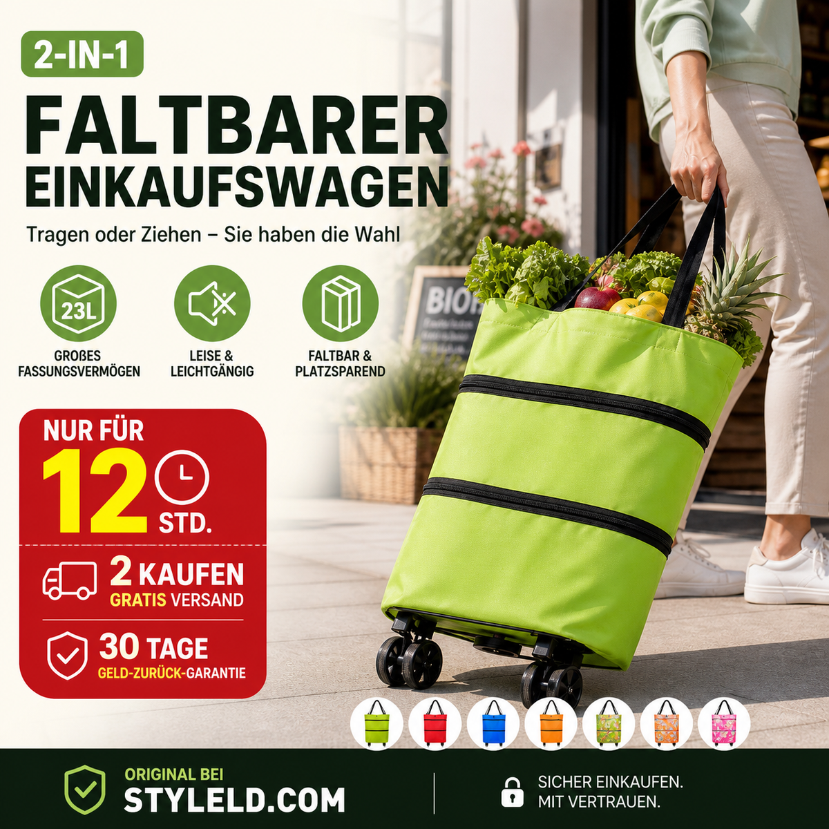 🔥HEISSER VERKAUF 50% RABATT🔥 Faltbare 2-in-1-Einkaufstasche