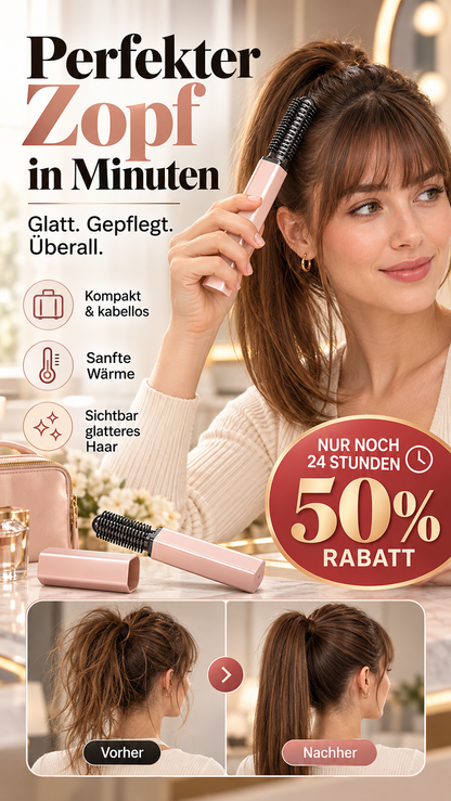 🏆 Letzter Tag: 50 % Rabatt! 👩 Stylen Sie Ihr Haar in Sekundenschnelle! Kreieren Sie jederzeit und überall wunderschöne Frisuren. 💁 Tragbarer, kabelloser Mini-Ponykamm