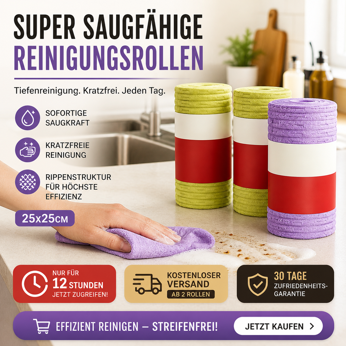 Vielseitige, wiederverwendbare Reinigungs-Abreißrolle