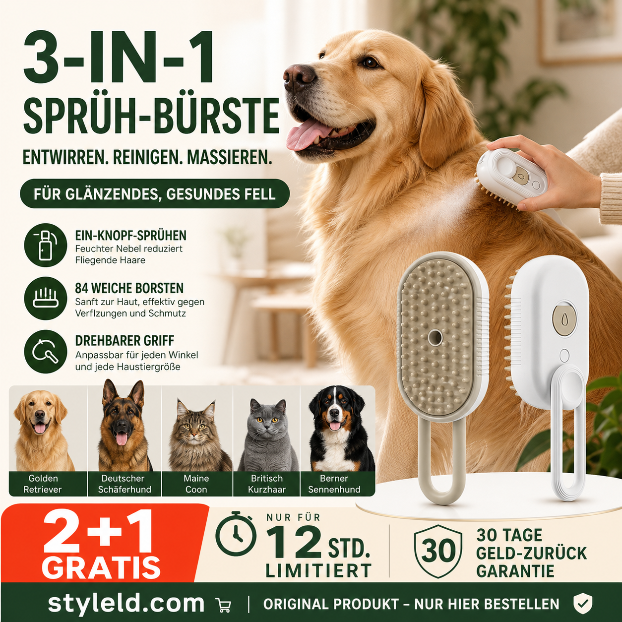 🔥🎁2 Kaufen 1 Gratis!!🥳💞 Über 50.000 verkauft! ⚡🐾 Weißer multifunktionaler Haustier-Massagekamm