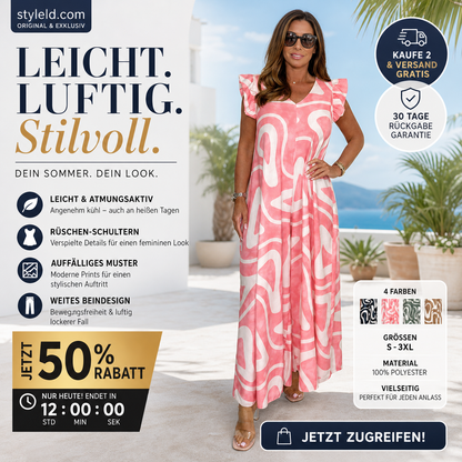 💎 -50% AUF DEN JUMPSUIT! 💎 Sommerlicher Jumpsuit mit gerafften, weiten Beinen & geometrischen Prints für Damen ✨