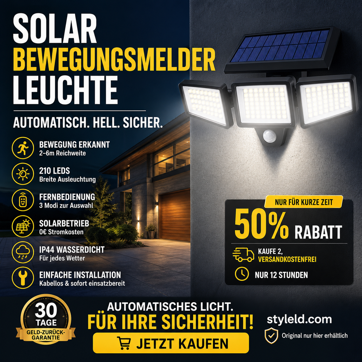 ☀️🛡️ Solar-Außenleuchte – Fernbedienung, 3 Modi, wasserdicht – für Einfahrten & Gärten! 🌿