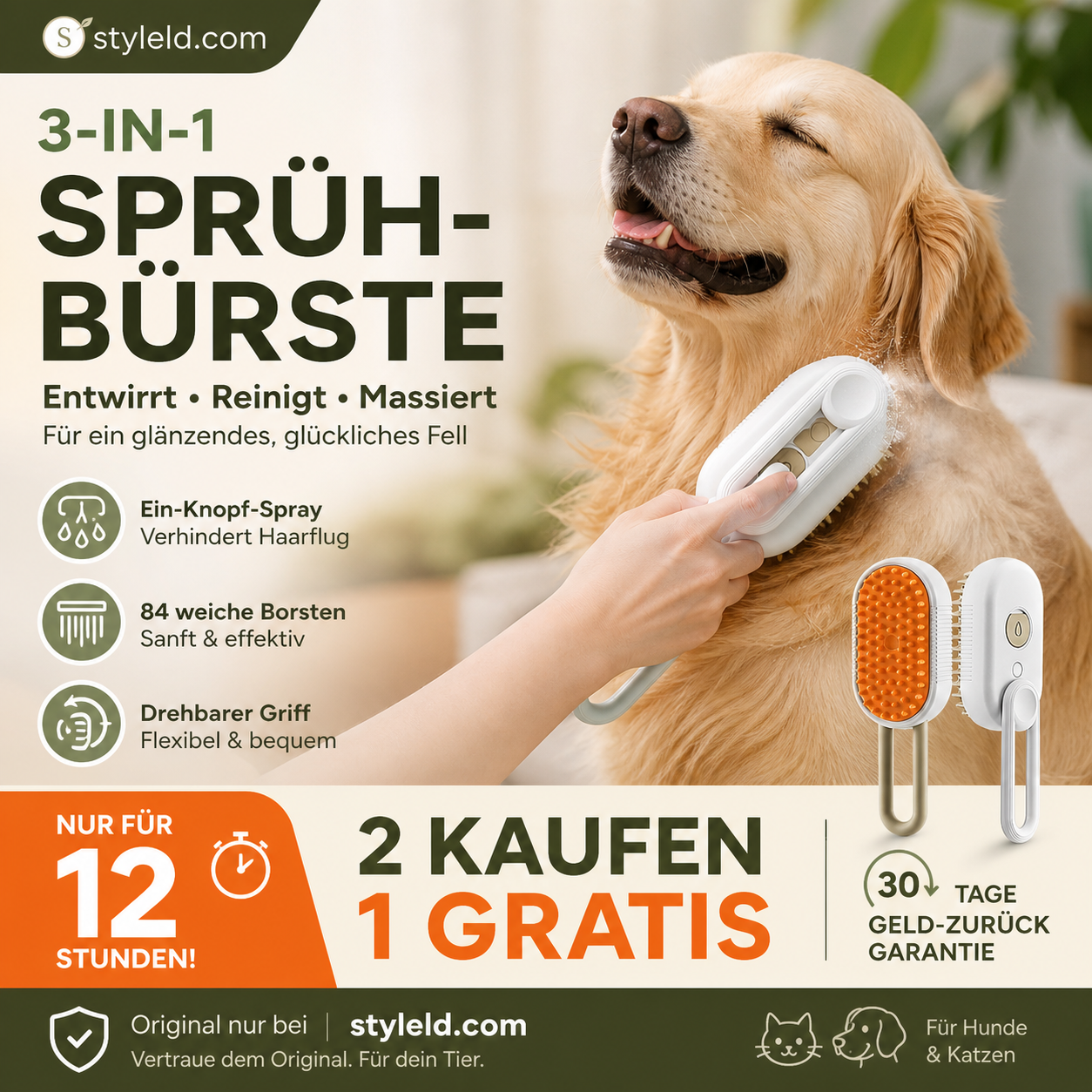 🔥🎁2 Kaufen 1 Gratis!!🥳💞 Über 50.000 verkauft! ⚡🐾 Weißer multifunktionaler Haustier-Massagekamm