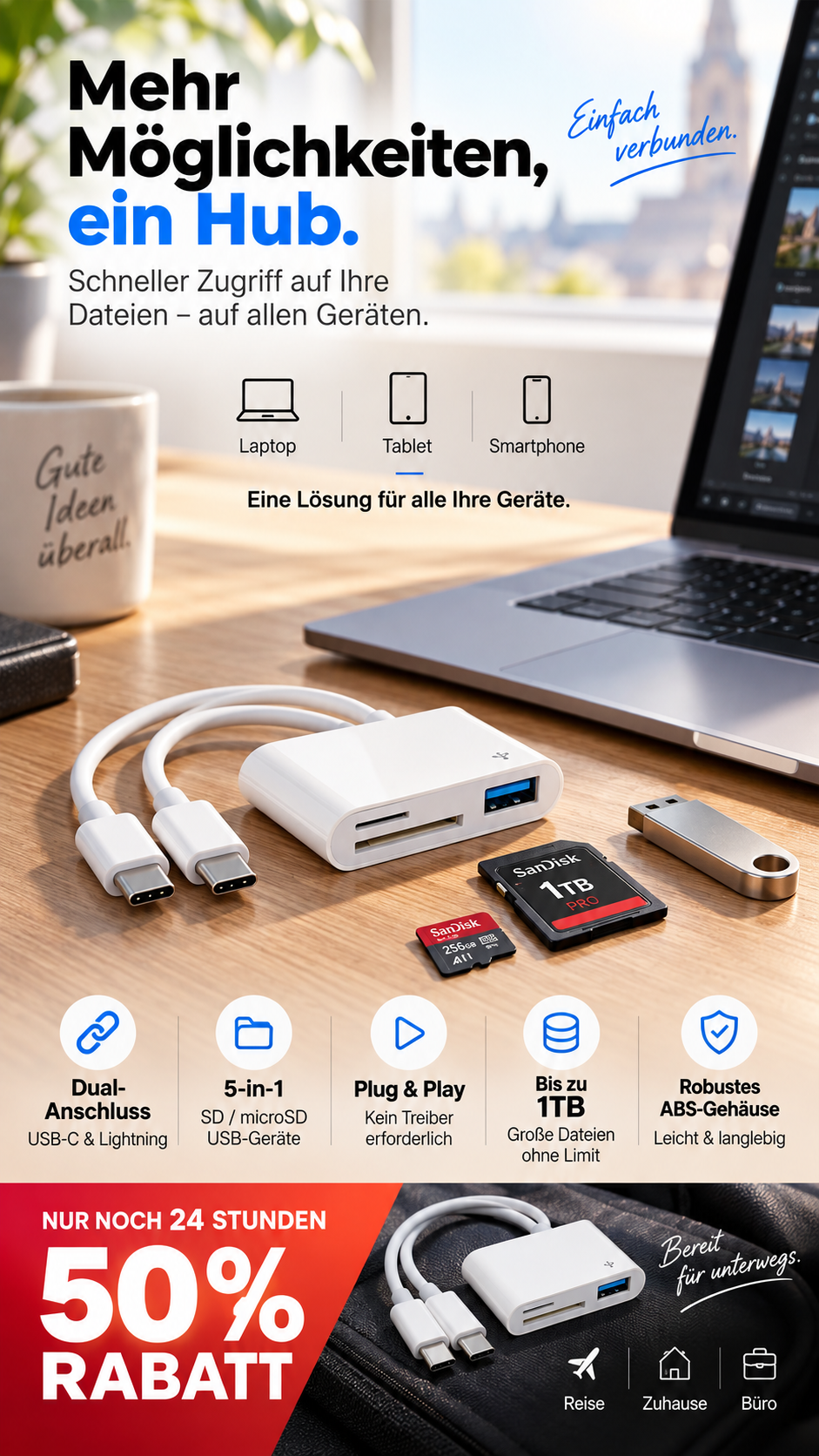 💾✨ 5-in-1-Multiport-Speicherkartenlesegerät – mehrere Speicherkarten einfach und bequem verwalten 🔌📱