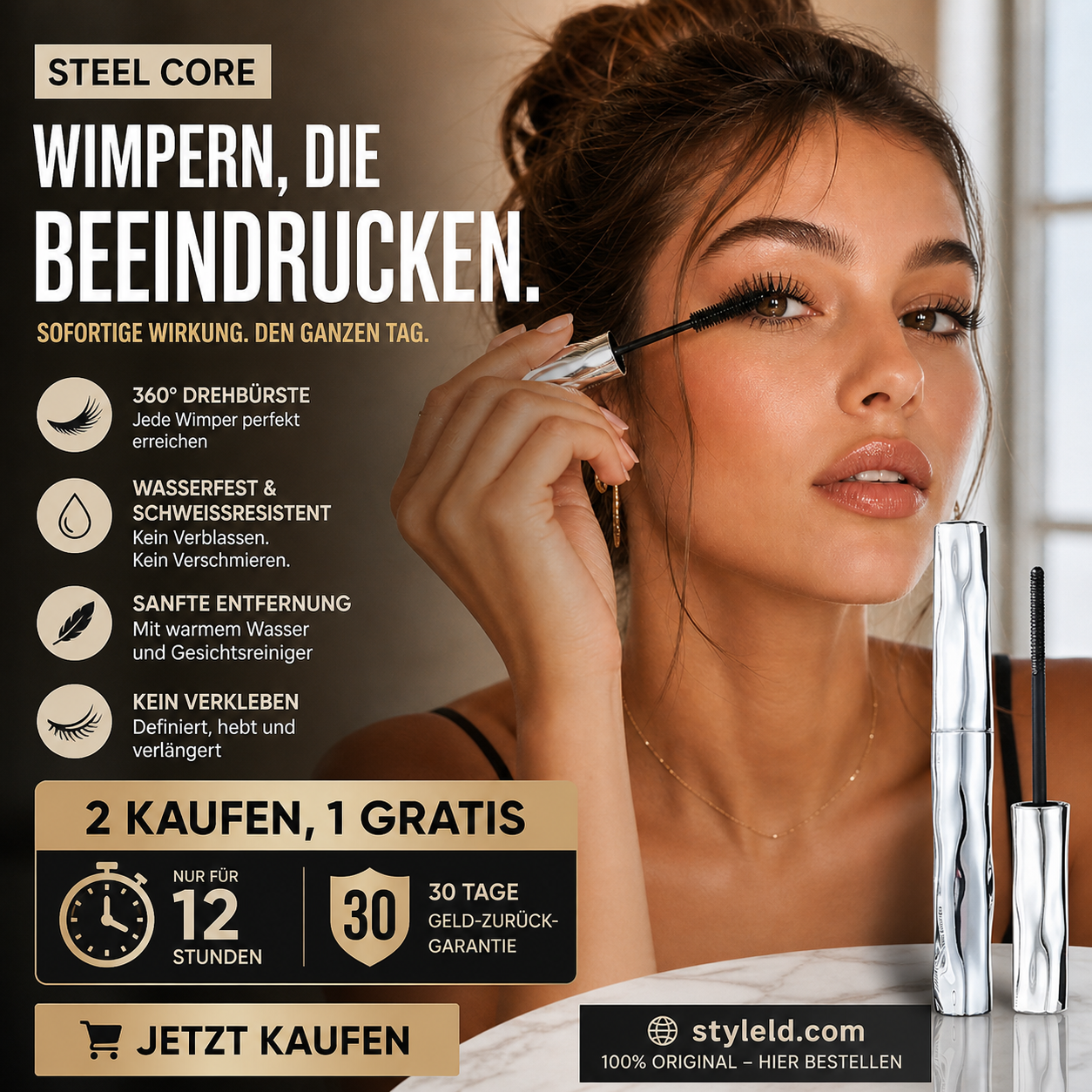 🔥HEISSER VERKAUF 2026💞ÜBER 50.000 VERKAUFT!⚡Wimpern-Primer, röhrenförmiger Wimpern-Primer, wasserfeste Mascara für langen Schwung, natürlich und wischfest