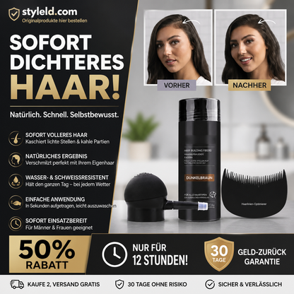 💆‍♀️💯 Haarfasern-Set – kaschiert kahle Stellen, wasserfest & natürlich – sofort mehr Volumen! ✨